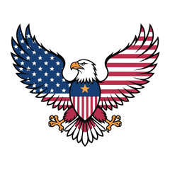 American Bald Eagle Shield Emblem Patriotic USA Flag Design