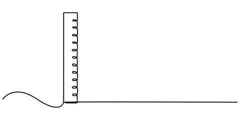 continuous one line drawing, Ruler icon trendy flat design, Ruler, measurement, geometry, technical drawing one line art. Continuous line drawing of online learning, school supplies, stationery. 