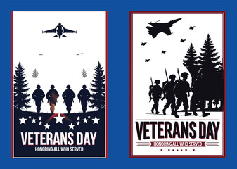 Veterans Day Patriotic Illustration Honoring Military Service With Soldiers And Jets