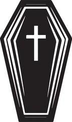 Obraz premium Coffin Shape Silhouette Vector | Dark Black Vector Art Illustration