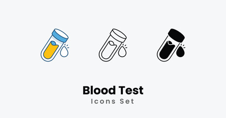 Blood Test Icons thin line and glyph vector icon stock illustration