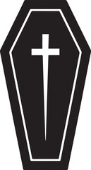 Obraz premium Coffin Shape Silhouette Vector | Dark Black Vector Art Illustration
