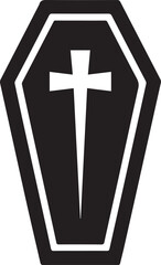 Obraz premium Coffin Shape Silhouette Vector | Dark Black Vector Art Illustration