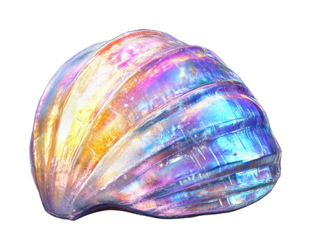 PNG Iridescent seashell with vibrant multicolor reflections