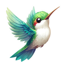 Obraz premium PNG Vibrant hummingbird with colorful feathers and long beak in flight