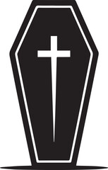 Obraz premium Coffin Shape Silhouette Vector | Dark Black Vector Art Illustration