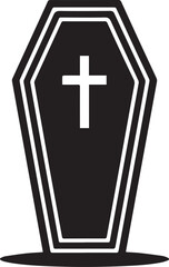 Coffin Shape Silhouette Vector | Dark Black Vector Art Illustration
