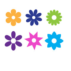 set of colorful flowers