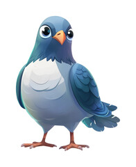 Fototapeta premium PNG Cute cartoon bird with big eyes and blue wings