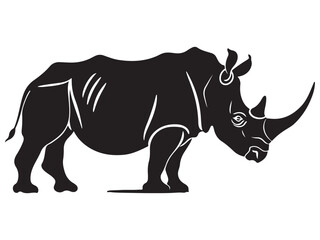 Rhino silhouette vector illustration, Simple silhouette Design vector icon
