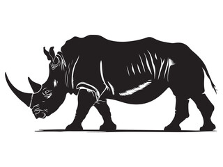 Rhino silhouette vector illustration, Simple silhouette Design vector icon