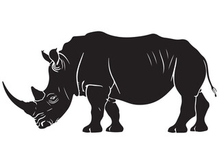 Rhino silhouette vector illustration, Simple silhouette Design vector icon