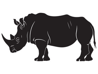 Rhino silhouette vector illustration, Simple silhouette Design vector icon