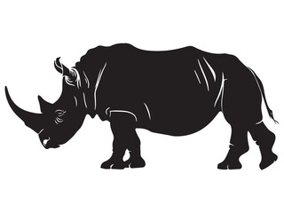 Rhino silhouette vector illustration, Simple silhouette Design vector icon