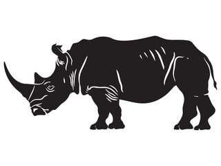 Rhino silhouette vector illustration, Simple silhouette Design vector icon
