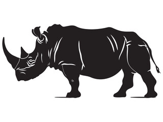 Rhino silhouette vector illustration, Simple silhouette Design vector icon