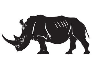 Rhino silhouette vector illustration, Simple silhouette Design vector icon