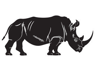 Rhino silhouette vector illustration, Simple silhouette Design vector icon