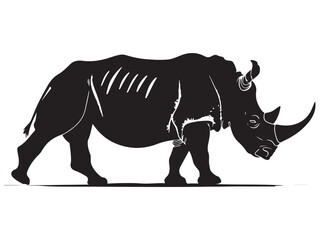 Rhino silhouette vector illustration, Simple silhouette Design vector icon