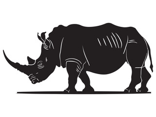 Rhino silhouette vector illustration, Simple silhouette Design vector icon