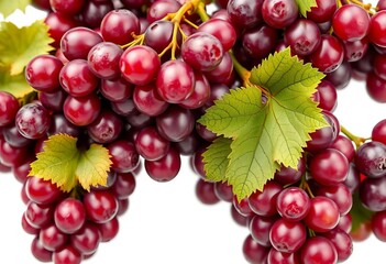Fototapeta premium Luscious red grape cluster, plump & juicy, isolated on white , juicy, healthy eating