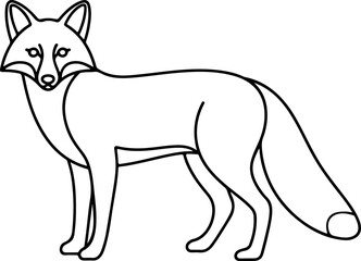 Fox silhouette and line art vector design