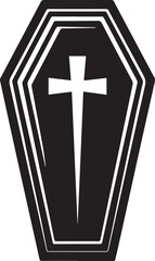 Obraz premium Coffin Shape Silhouette Vector | Dark Black Vector Art Illustration