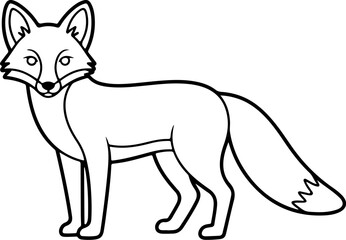 Fox silhouette and line art vector design