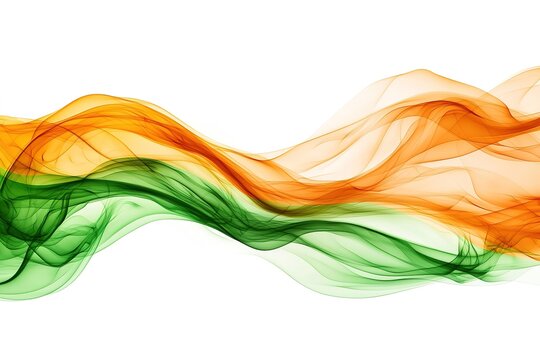 Abstract waves blend green and orange hues softly across the canvas on a transparent background