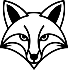 Fox silhouette and line art vector design