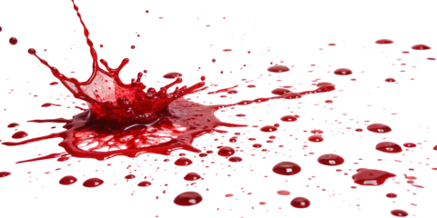 Blood splashes on transparent background

