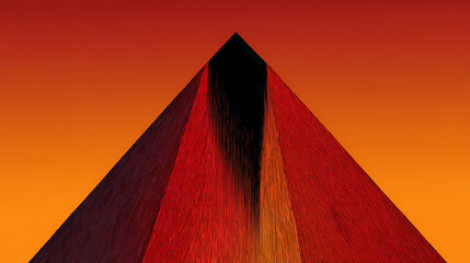 A steep red graph falling into a geometric abyss, abstract minimalism, gradient red tones, clean vector lines. steep geometry. Illustration