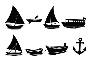 Zanzibar boats silhouettes icons set – simple nautical and marine graphics