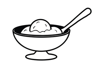 Delicious creamy ice cream in a sundae bowl with spoon