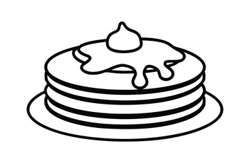 Delicious stack of pancakes with syrup and whipped cream