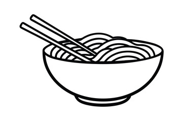 Delicious noodles in a bowl with chopsticks asian cuisine food illustration