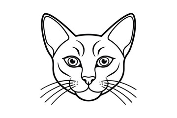 Elegant line art cat head minimalist pet portrait design
