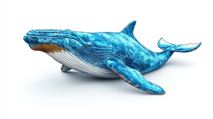 Obraz premium Humpback whale, stylized, vibrant blue
