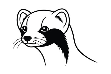 Adorable black and white least weasel illustration