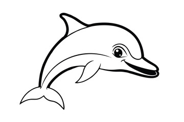 Happy cartoon dolphin leaping out of water ocean animal
