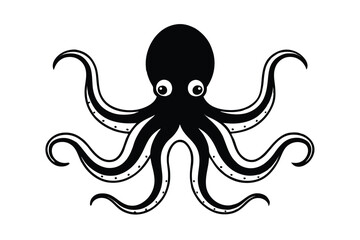 Black and white stylized octopus illustration design