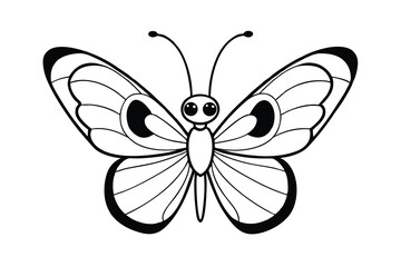 Adorable cartoon butterfly outline simple design illustration