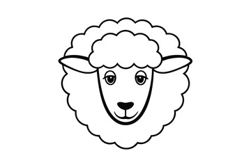 Adorable cartoon sheep face simple line art illustration