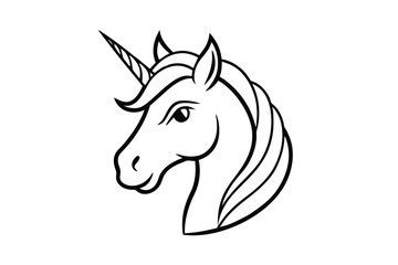 Elegant line art unicorn head profile magical creature