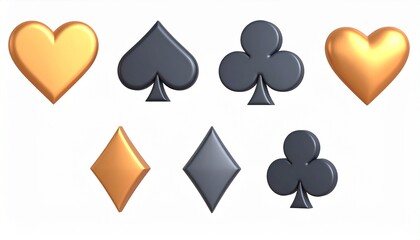 Suit of playing cards. Vector illustration 3d symbols isolated on white