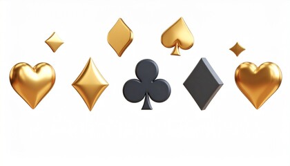 Suit of playing cards. Vector illustration 3d symbols isolated on white