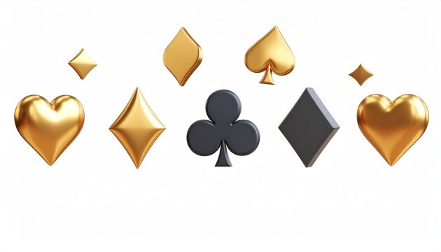 Suit of playing cards. Vector illustration 3d symbols isolated on white