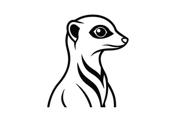 Adorable meerkat profile black and white illustration