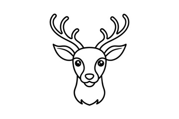 Adorable cartoon reindeer head outline illustration design