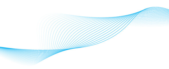 Abstract blue smooth wave on a white background. Dynamic sound wave.